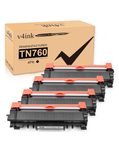 Cartuchos de Tóner v4ink TN760 Compatible para Brother - 4 Piezas