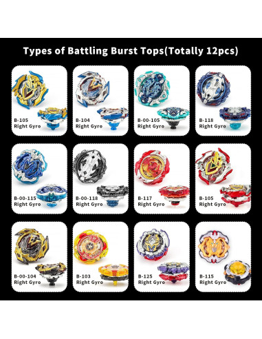 Conjunto de Juguetes Bey AIBREAY 15 en 1 con 12 Trompos