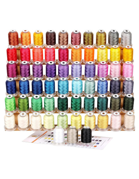 Set de 63 Hilos de Poliéster para Bordado a Máquina Brother 500m