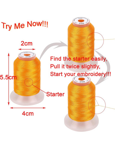 Set de 63 Hilos de Poliéster para Bordado a Máquina Brother 500m