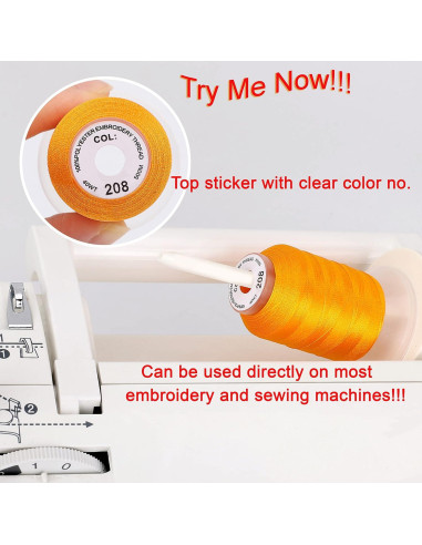 Set de 63 Hilos de Poliéster para Bordado a Máquina Brother 500m