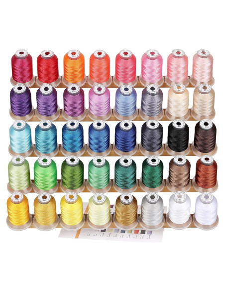 Kit de Hilo de Bordado de Máquina Poliester 40 Colores 500m Brothread