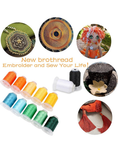 Kit de Hilo de Bordado de Máquina Poliester 40 Colores 500m Brothread
