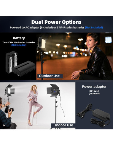 Kit de Iluminación Fotográfica Bi-Color 50W GreatLPT AL600ASAPC