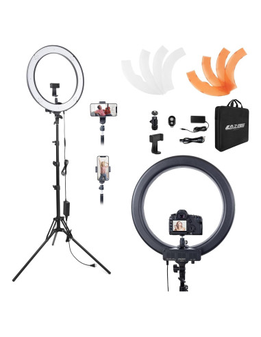 Kit de Luz de Anillo LED 45cm 55W 5500K con Soporte 180cm