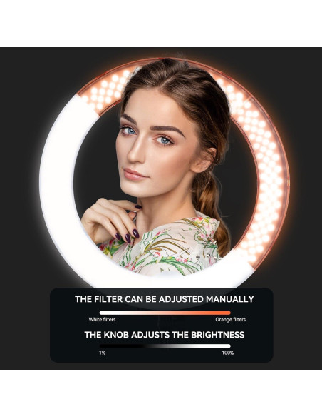 Kit de Luz de Anillo LED 45cm 55W 5500K con Soporte 180cm