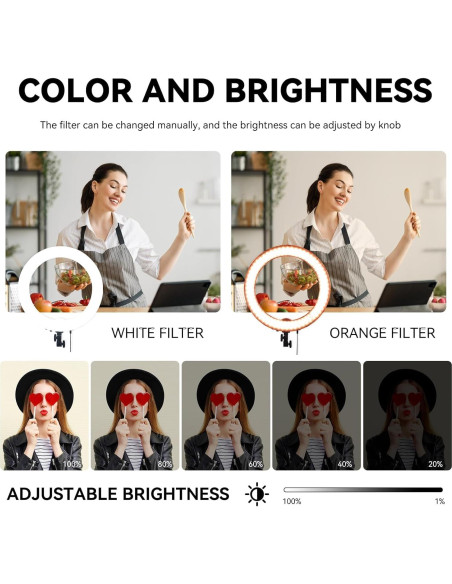 Kit de Luz de Anillo LED 45cm 55W 5500K con Soporte 180cm