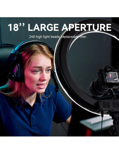 Kit de Luz de Anillo LED 45cm 55W 5500K con Soporte 180cm