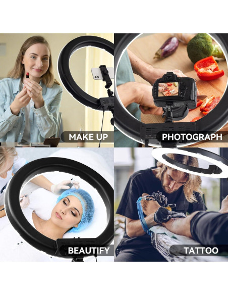 Kit de Luz de Anillo LED 45cm 55W 5500K con Soporte 180cm