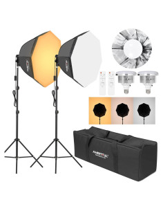 Kit de Iluminación Fotográfica Softbox AMBITFUL AL-50 con 2 Bombillas LED