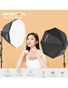 Kit de Iluminación Fotográfica Softbox AMBITFUL AL-50 con 2 Bombillas LED 2
