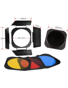 Modificador de Luz Jinbei Barn-RFL con Rejilla y 3 Filtros 2