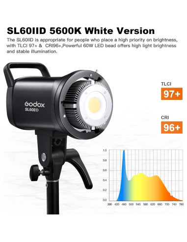 Kit de Luz LED Godox SL60IID 70W 5600K con Softbox 80x80cm