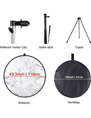 Kit Reflector de Luz 5 en 1 Plegable 110 cm con Soporte