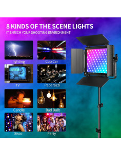 Kit de Luz de Video LED RGB GVM 50W 3 Piezas para Estudio 2