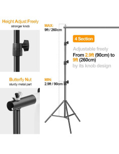 Kit de Soporte para Fondo de Fotografía EMART 2.74x3.05m Ajustable 2