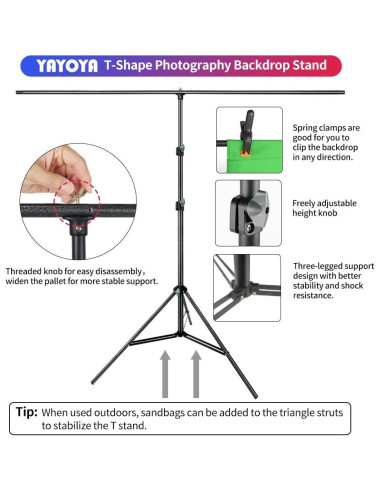 Kit de Fondo de Pantalla Verde YAYOYA 1.52 x 1.98 m con Soporte