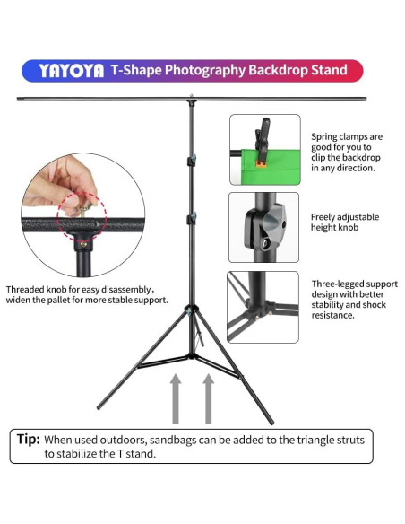 Kit de Fondo de Pantalla Verde YAYOYA 1.52 x 1.98 m con Soporte