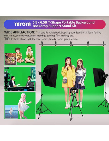 Kit de Fondo de Pantalla Verde YAYOYA 1.52 x 1.98 m con Soporte