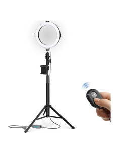 Luz de Anillo Selfie Bower 20 cm con Trípode Ajustable y Soporte