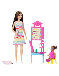 Muñeca Barbie Maestra con Muñeca Pequeña y Accesorios
