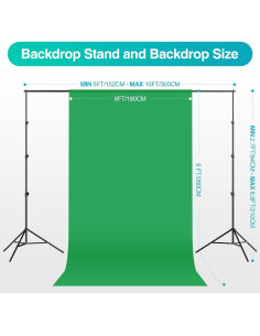 Kit de Iluminación Fotográfica EMART con Soporte 7x3m y Fondos 2