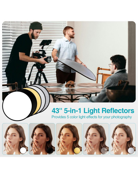 Kit de Iluminación Fotográfica EMART con Soporte 7x3m y Fondos