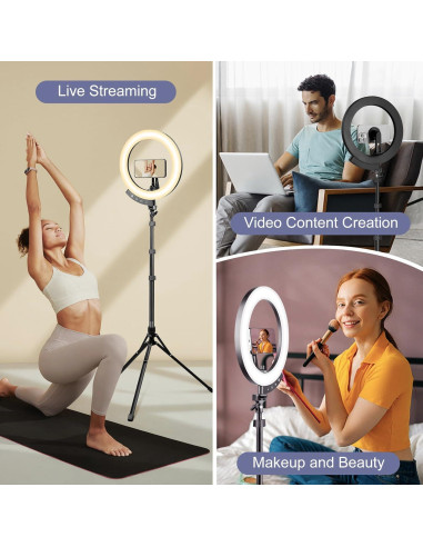Luz de Anillo LED Sensyne 30 cm con Trípode 157 cm Ajustable