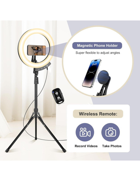 Luz de Anillo LED Sensyne 30 cm con Trípode 157 cm Ajustable