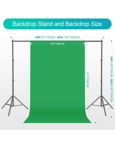Kit de Iluminación EMART con Fondo Verde Chromakey 1.83x2.74m 2