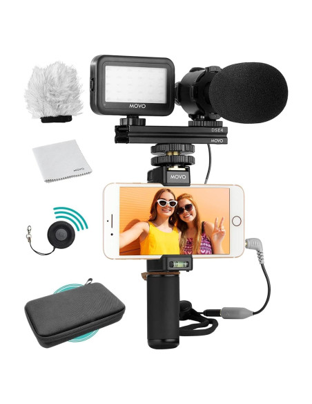 Kit de Vlogging Movo Vlog Kit V7 con Micrófono y Luz LED