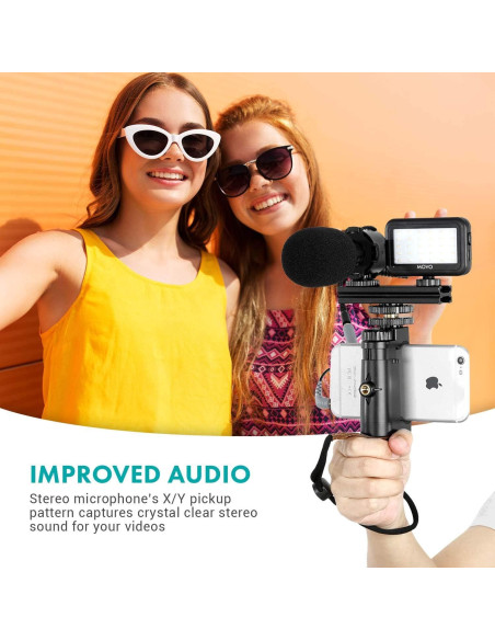 Kit de Vlogging Movo Vlog Kit V7 con Micrófono y Luz LED