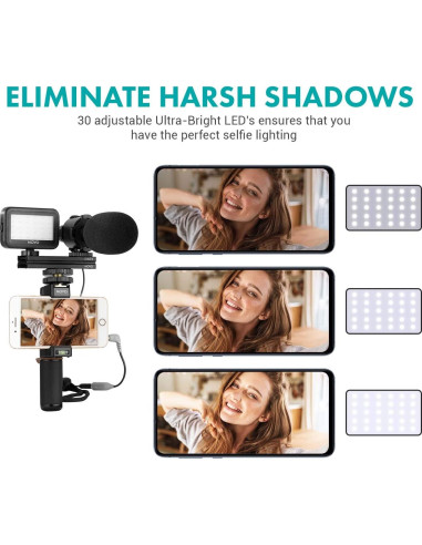 Kit de Vlogging Movo Vlog Kit V7 con Micrófono y Luz LED