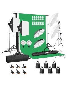 Kit de Iluminación Fotográfica EMART con Soporte y Fondos