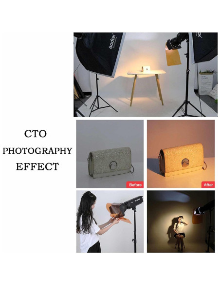 Kit de 5 Hojas de Gel de Luz 1/2 CTO Sxbinyouli 40x50cm Kit de 5 Hojas de Gel de Luz 1/2 CTO Sxbinyouli 40x50cm