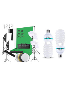 Kit de Iluminación y Soporte de Fondo EMART 2.6x3.0m con Muselina