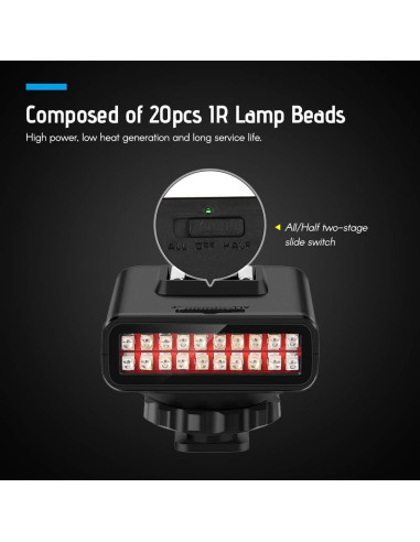 Luz LED Infrarroja Recargable ORDRO LN-3 para Cámara DSLR
