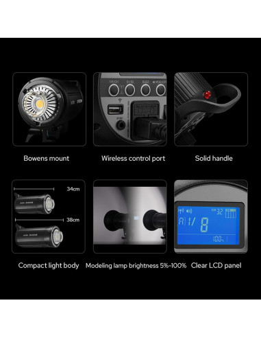 Flash de Estudio Godox SK400II-V 400W con Lámpara LED