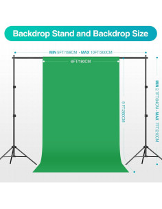 Kit de Iluminación Fotográfica EMART con Soporte 2.13m y Fondos 2