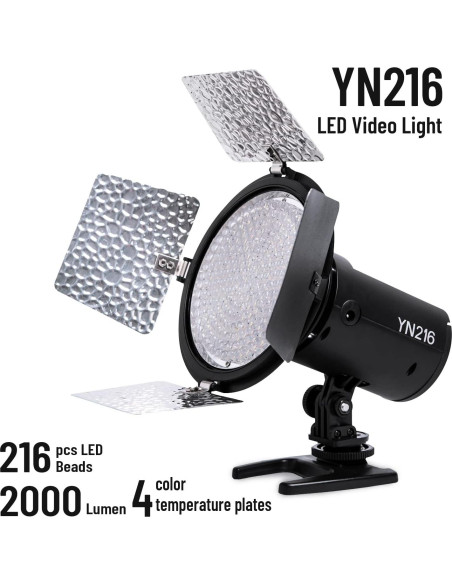 Luz de Video LED YONGNUO YN216 5600K con 4 Placas de Color Luz de Video LED YONGNUO YN216 5600K con 4 Placas de Color