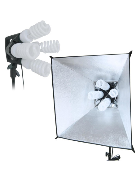 Kit de Iluminación Fotográfica LINCO 2400W con Fondo Negro 3x