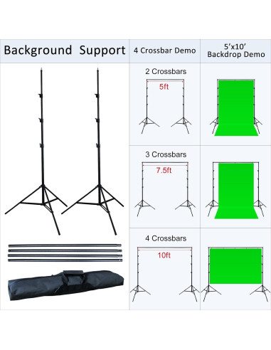 Kit de Iluminación Fotográfica LINCO 2400W con Fondo Negro 3x