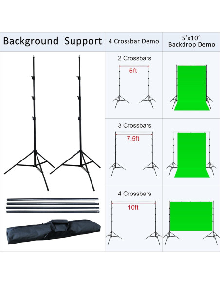 Kit de Iluminación Fotográfica LINCO 2400W con Fondo Negro 3x