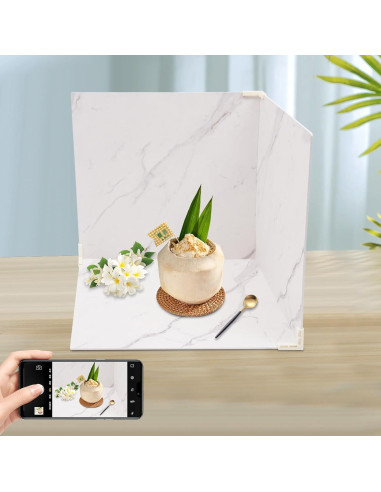 3 Fondos de Fotografía Doble Cara 60x60cm PVC Blanco/Marmoleado