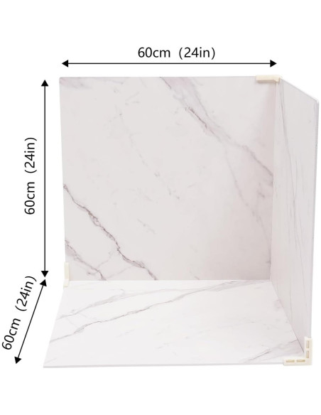 3 Fondos de Fotografía Doble Cara 60x60cm PVC Blanco/Marmoleado