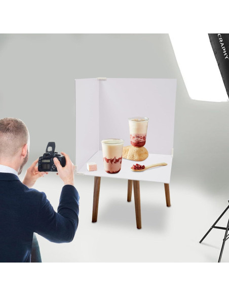 3 Fondos de Fotografía Doble Cara 60x60cm PVC Blanco/Marmoleado