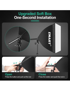 Kit de Iluminación Fotográfica EMART Softbox 40x40cm LED 50W 2
