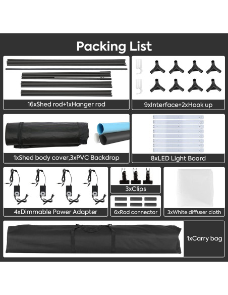 Estudio de Fotografía Profesional SEDGEWIN 120x100x200 cm con Luz LED