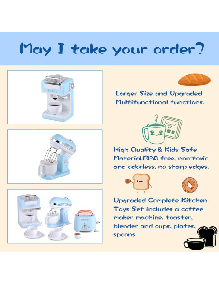 Set de Juguetes de Cocina FRIEET con Luz y Sonido - Azul