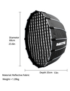 Softbox Parabólico Profundo AMBITFUL P60 60cm con Rejilla 2